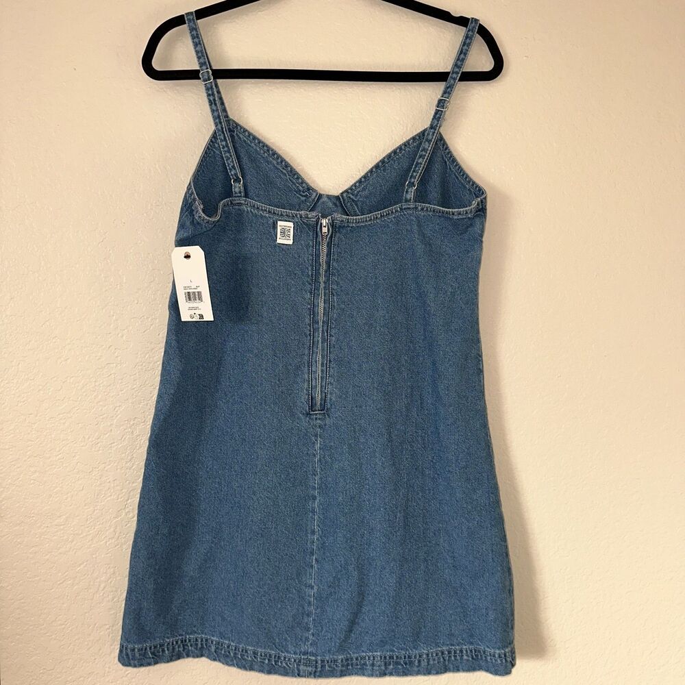 Billabong Indigo Skies Denim Mini Dress Womens Large NWT Back Zip - Picture 5 of 11